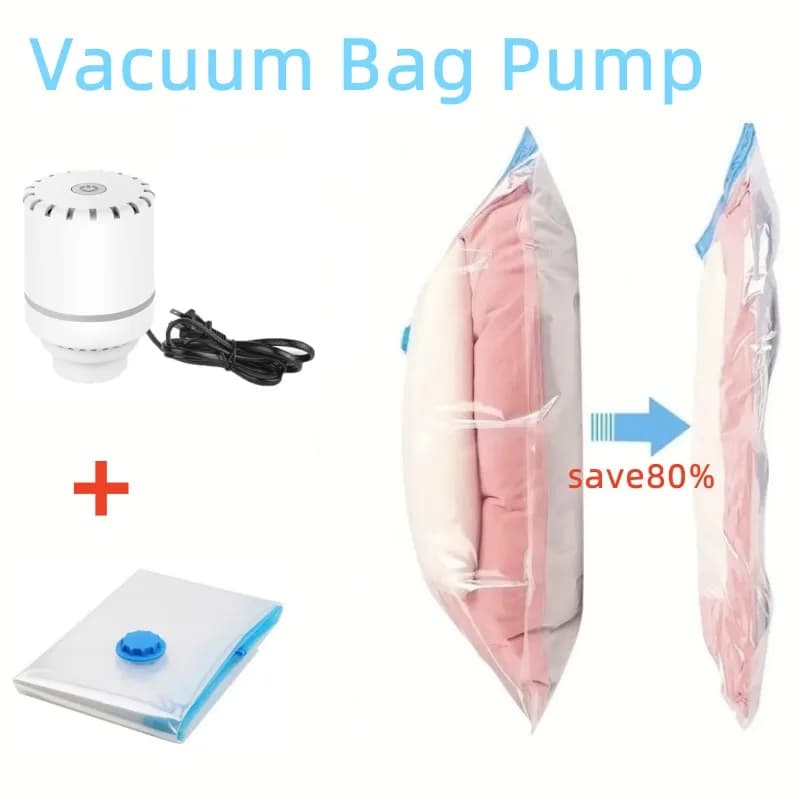 Foldable Electric Pump for Compressed Bags Vacuum Bag Pump for Travel Mini Vacuum Vacuum Machine Space Saving for Clothes Organizer