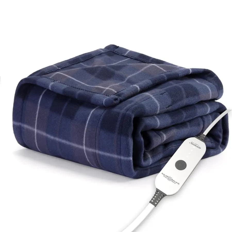 Coperta Personale Riscaldata Royal Ultra Rodeen Blu a Quadri, CozyWarm, con Impostazioni di Calore Regolabili