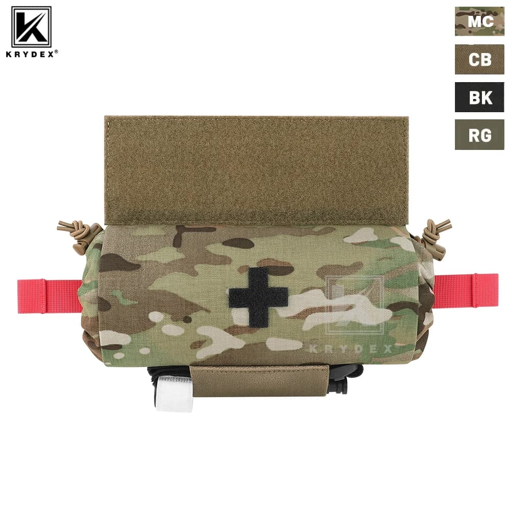 KRYDEX Custodia tattica per traumi di primo soccorso Custodia per medicinali arrotolabile EMT IFAK Dangler Drop Dump Pouch per gilet pettorale