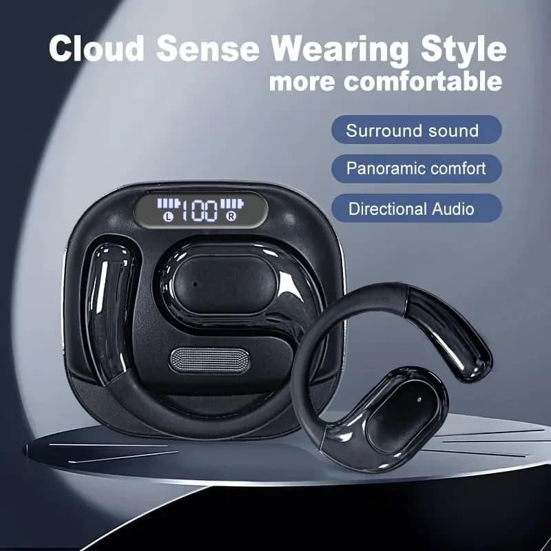 Auricolari K02 portatili wireless sportivi a orecchio aperto, lunga durata per corsa, fitness e sport, con display a LED