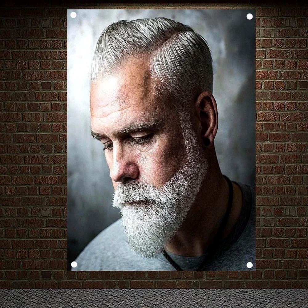 Beard Short-Spikes-Hairstyle-For-Men Barber Shop Home Decoration Poster Signboard Tapestry Banner Flag Wall Art Canvas Painting