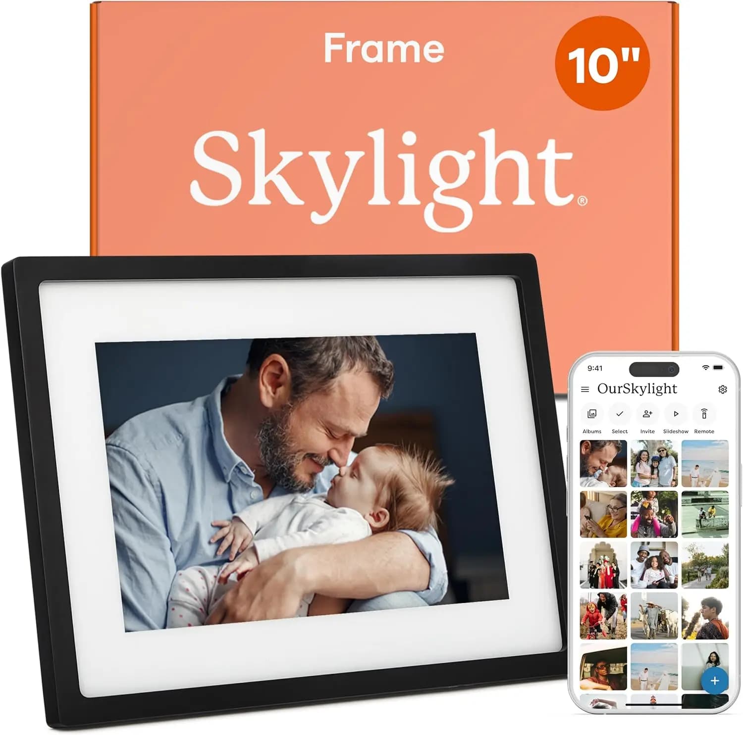 WiFi Digital Picture Frame 10 Inch Touch Screen, Easy Setup Photo Frame for Parents Grandparents, Cloud Storage Gift