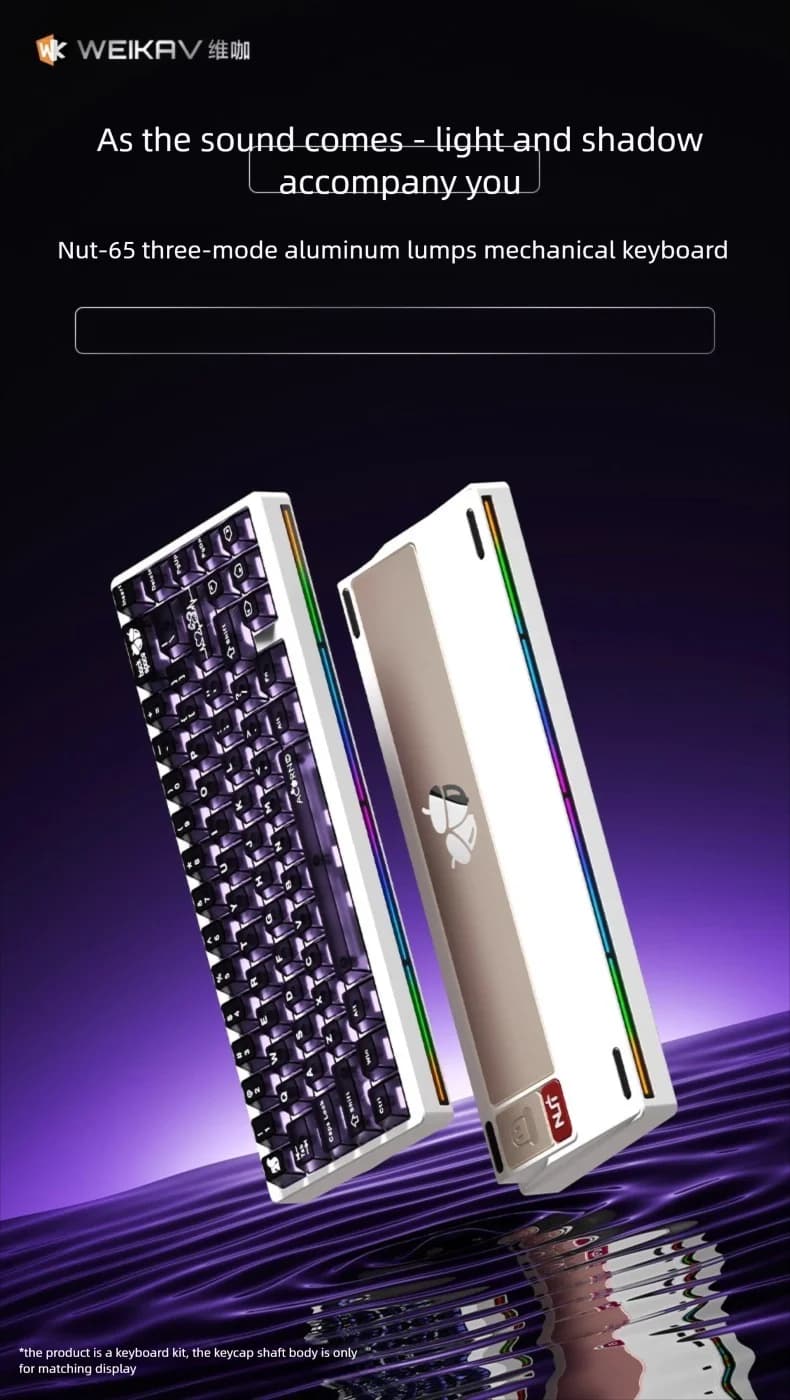 NUOVO WEIKAV Nut65 Kit tastiera meccanica in lega di alluminio Guarnizione hot swap a sgancio rapido 220 Mesh CNC 6000mAh VIA QMK RGB Light
