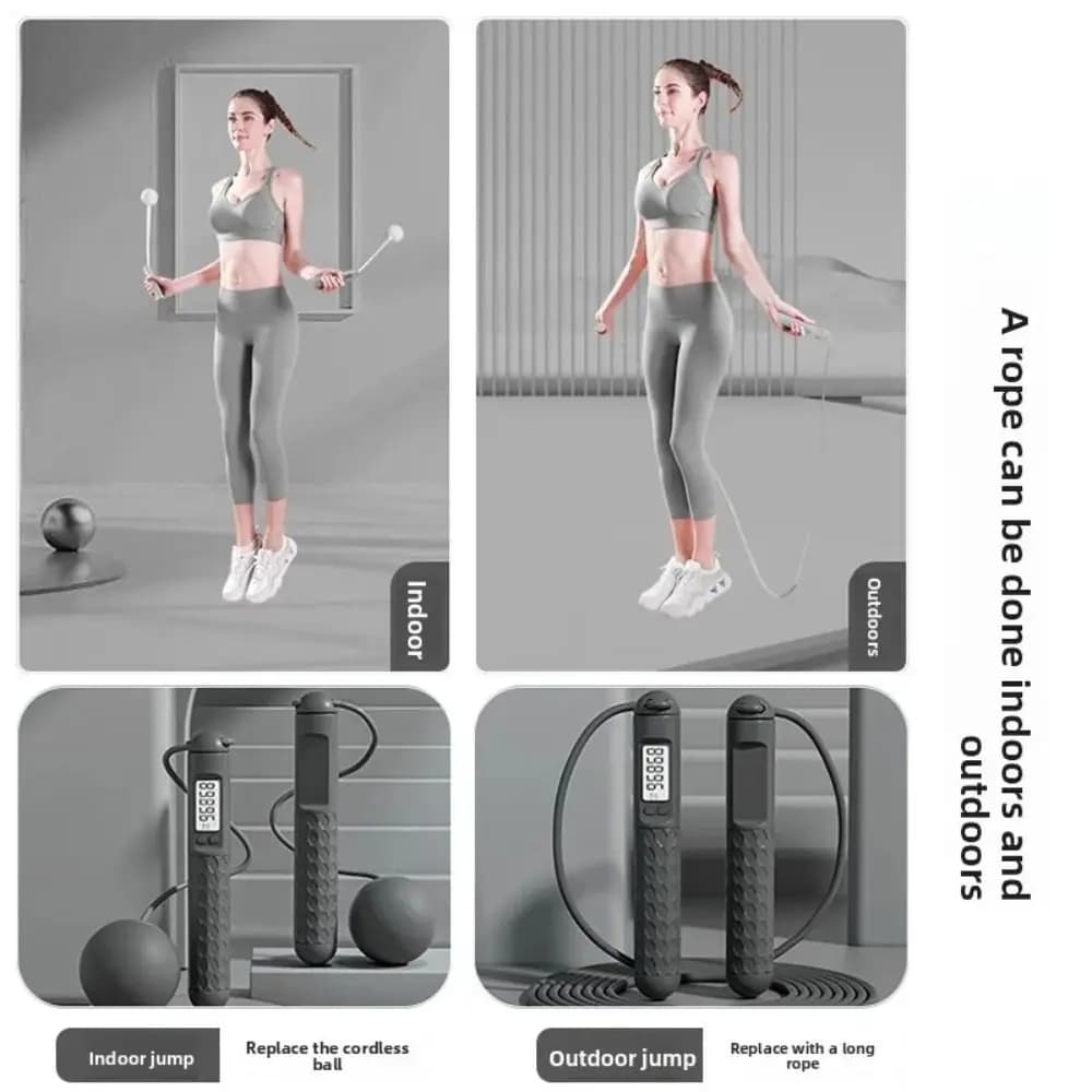 Anti-slip jumping rope with adjustable jump ball in solid color with 3 m long fitness jump rope