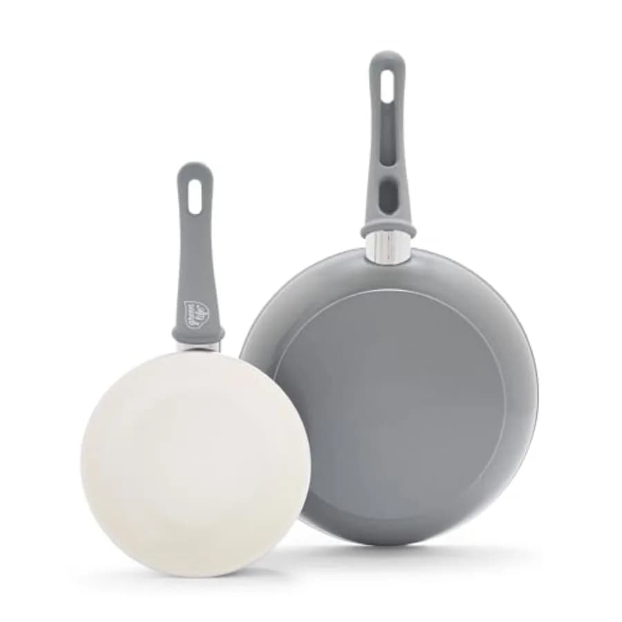 Set di Padelle Antiaderenti Non Tossiche Senza PFAS, Padelle in Ceramica Lavabili in Lavastoviglie e Utilizzabili in Forno, Padelle per Uova e Omelette con Manici Isolanti K