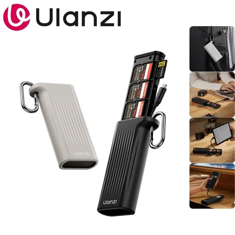 Ulanzi CR2 Custodia Multifunzione per Schede 2 in 1, Box di Archiviazione per Schede SD e TF, Lettore di Schede per Telefoni, Tablet, PC, Windows, MacOS, Linux, Android, iOS