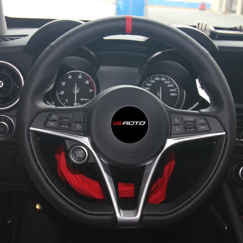 Coprivolante in vera pelle Nappa Wrap per Alfa Romeo Giulia 2016-2020 Stelvio 2017 2018-2019 coprivolante