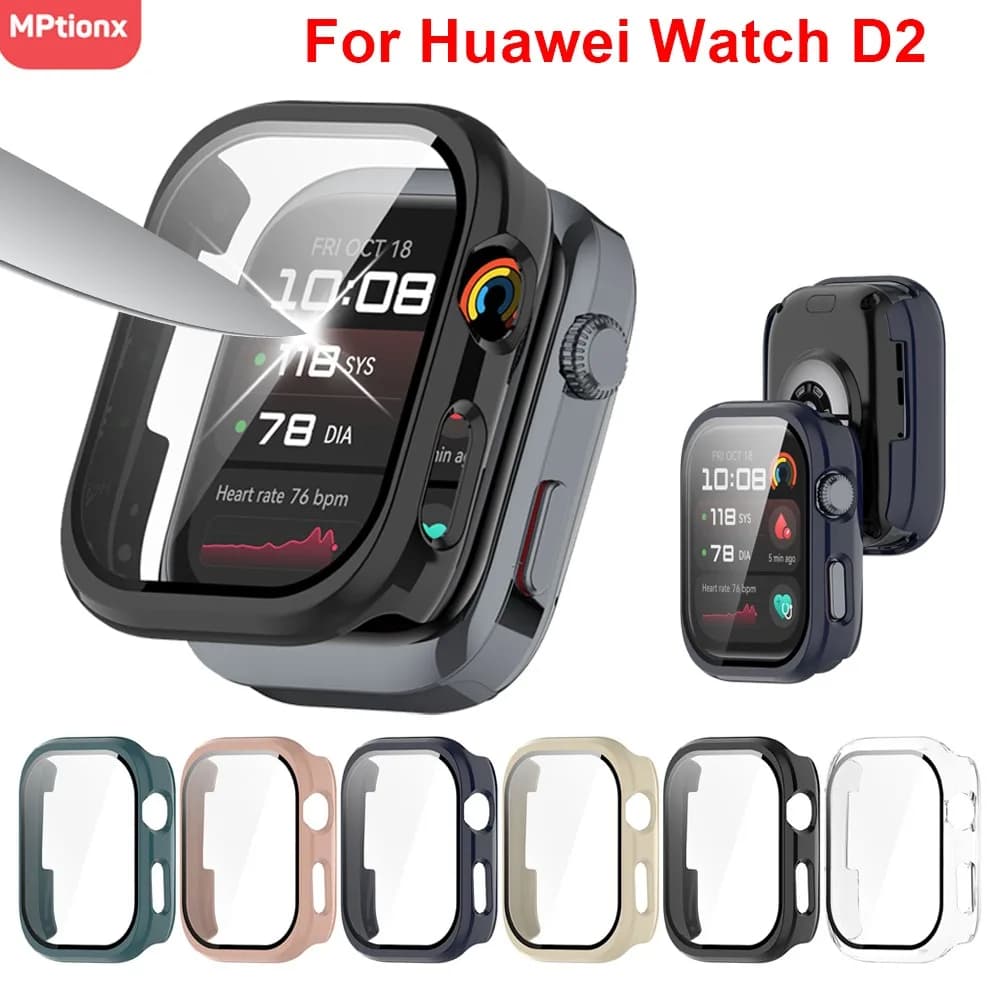 Vetro + Custodia per Huawei Watch D2 Protezione schermo Pellicola antigraffio Paraurti protettiva Cover per PC per Huawei Watch D2 Accessori