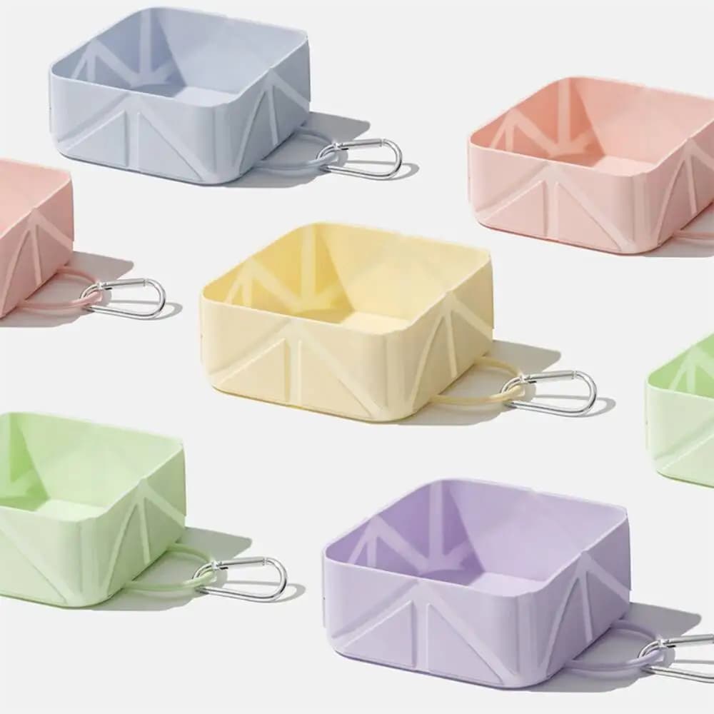 Portable silicone pet bowl suitable for outdoor food and water for cats and dogs, foldable pet travel bowl