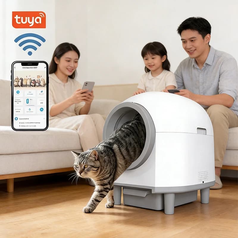 Automatic Self-Cleaning Cat Litter Box Fully Enclosed Pet Toilet with Smart WiFi App Control Travel-Ready Litter Tray for Cats