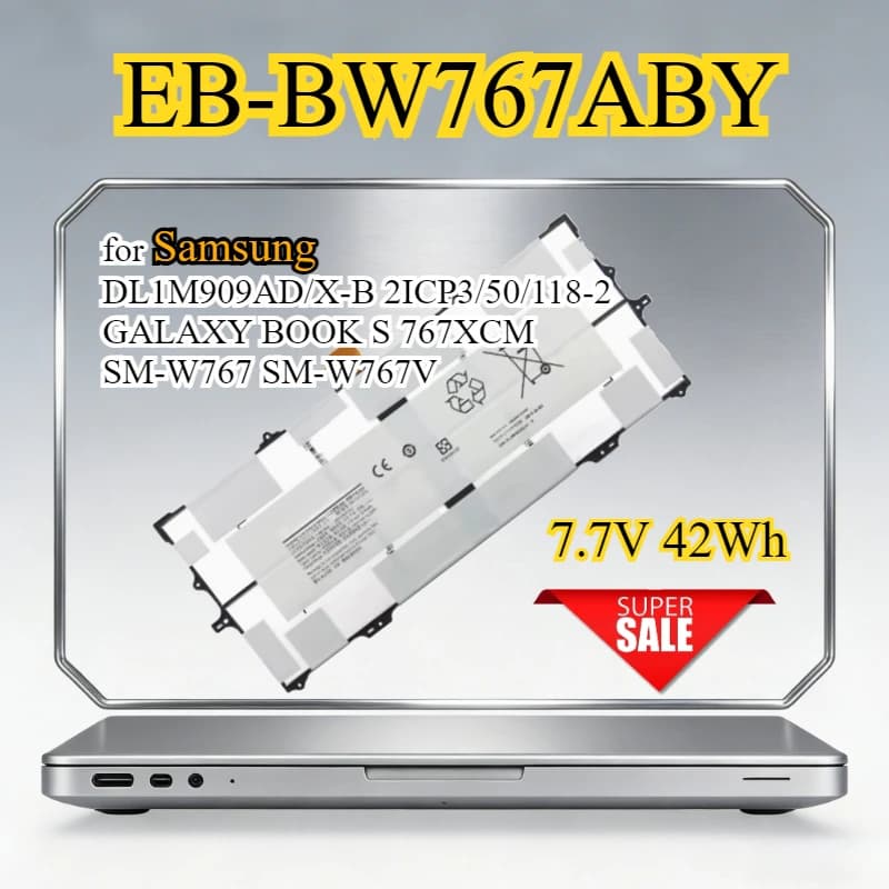 EB-BW767ABY Nuova Batteria per Laptop Samsung DL1M909AD/X-B 2ICP3/50/118-2 GALAXY BOOK S 767XCM SM-W767 SM-W767V 7.7V 42Wh