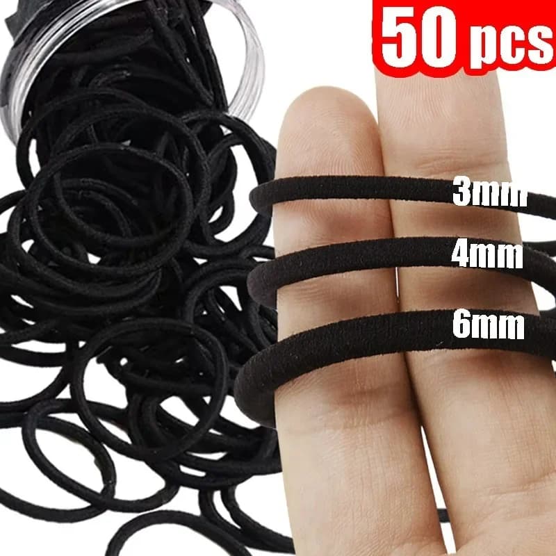 Corda per capelli semplice nera senza cuciture economica alta elastica da donna supporti per coda di cavallo alta fasce per capelli moda copricapo anelli per capelli all'ingrosso