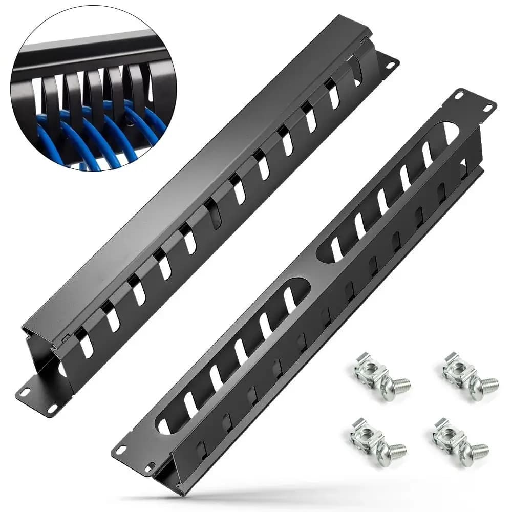Organizzatore di Cavi 1U Montaggio Orizzontale 12/24 Slot Rack Server 19 Pollici Gestione Cavi di Rete