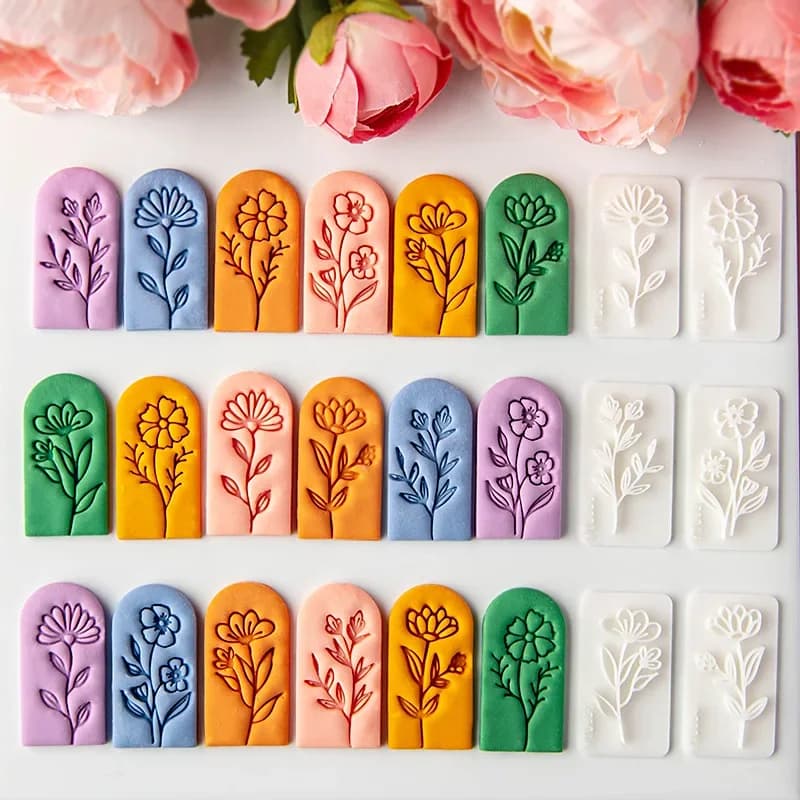 7 pz Fiore Pianta Francobolli Argilla Polimerica Orecchino Frese Impressione Foglie Floreali Goffratura Ceramica Argilla FAI DA TE Orecchino Strumenti di Gioielli