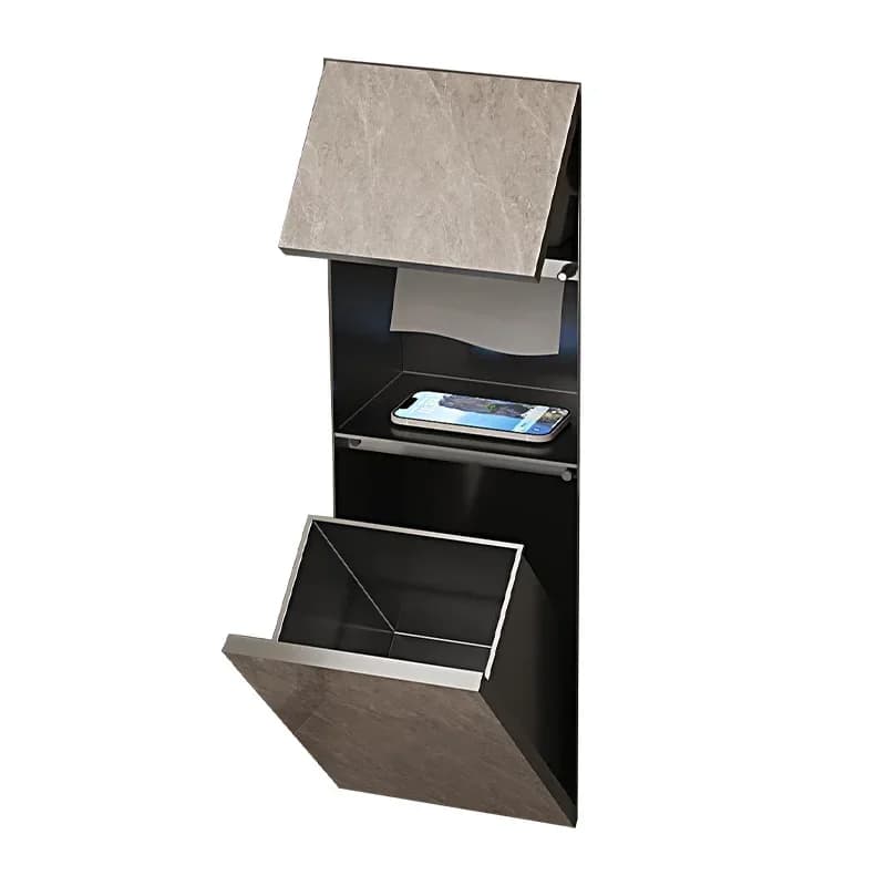 Embedded hidden stainless steel niche next to the toilet Finished bathroom trash can Tissue box Concealed rack