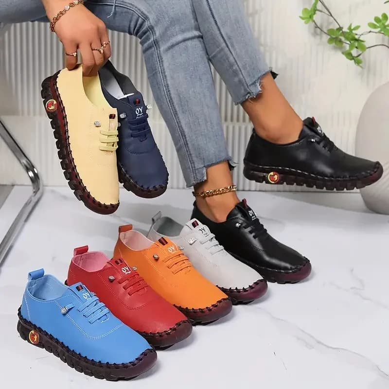 Nuove scarpe da ginnastica da donna comode mocassini in morbida pelle scarpe da donna casual con fondo piatto scarpe da mamma scarpe da ginnastica da esterno di moda da donna