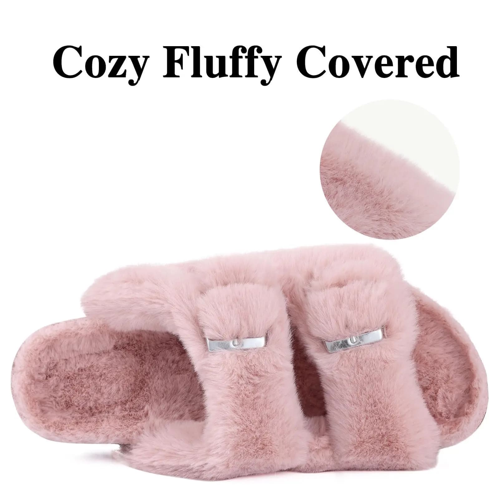 Goosecret Pantofole da donna casual Scivoli con soletta in sughero con supporto per l'arco plantare Sandali soffici e accoglienti con fibbia in metallo regolabile
