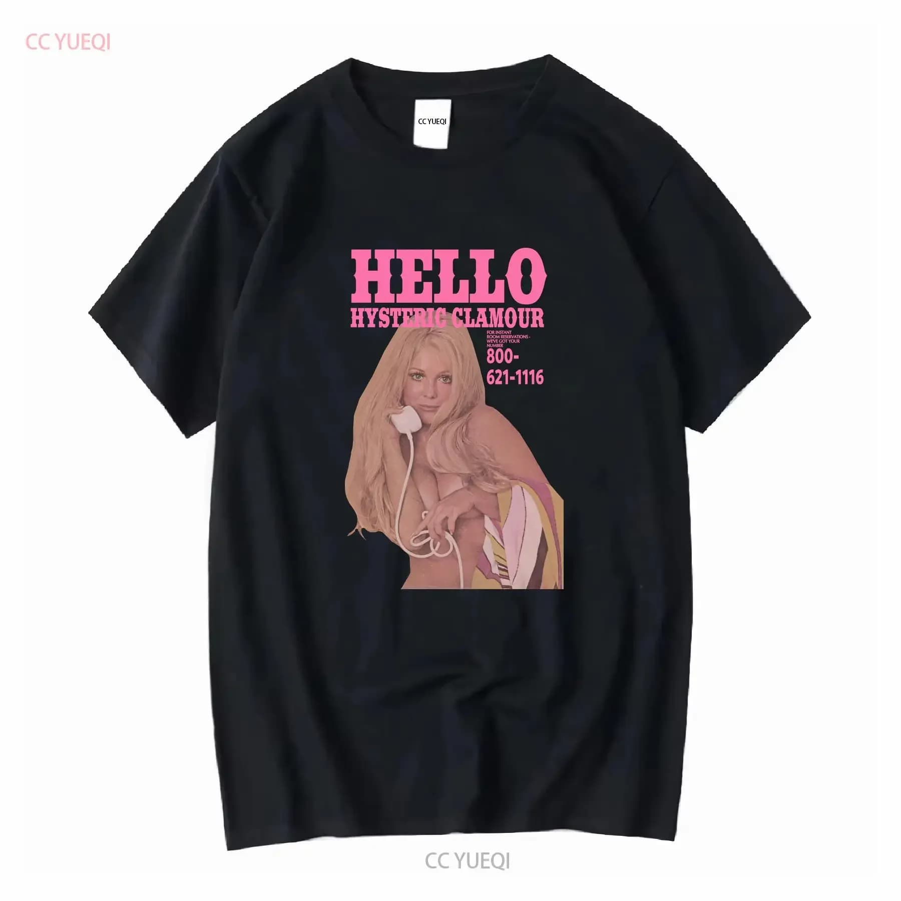 Maglietta Hysteric Glamour Hello nera e rosa unisex S 4XL TE7049 maniche lunghe vintage Lavata Elegante streetwear Versatile