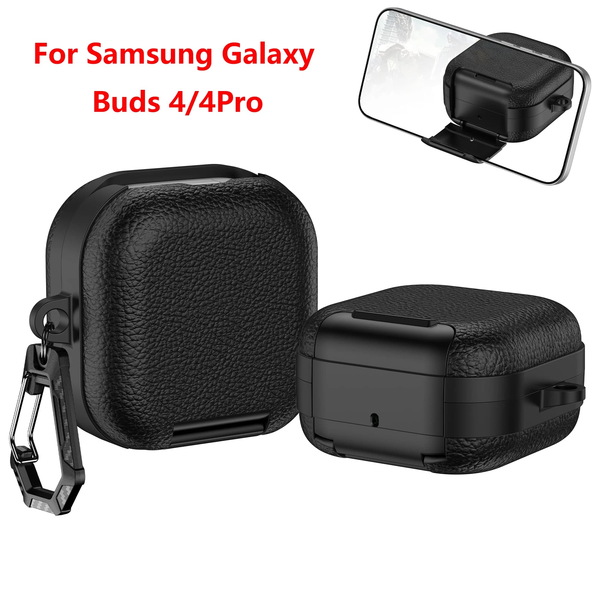 2026 Business Leather Earphone Case With Phone Stand For Samsung Galaxy Buds 4 Pro Shockproof Full Cover Shell For Galaxy Buds 4