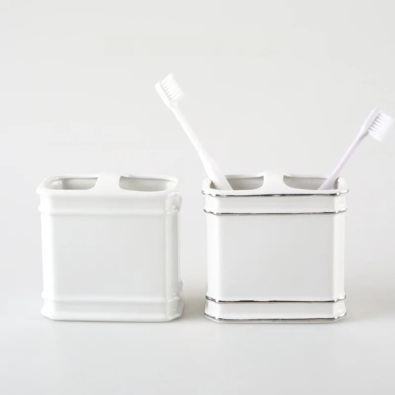 KULE HOME Portaspazzolino in Ceramica per Bagno, Porta Dentifricio, Organizer con Scaffale, Accessori per Toilette