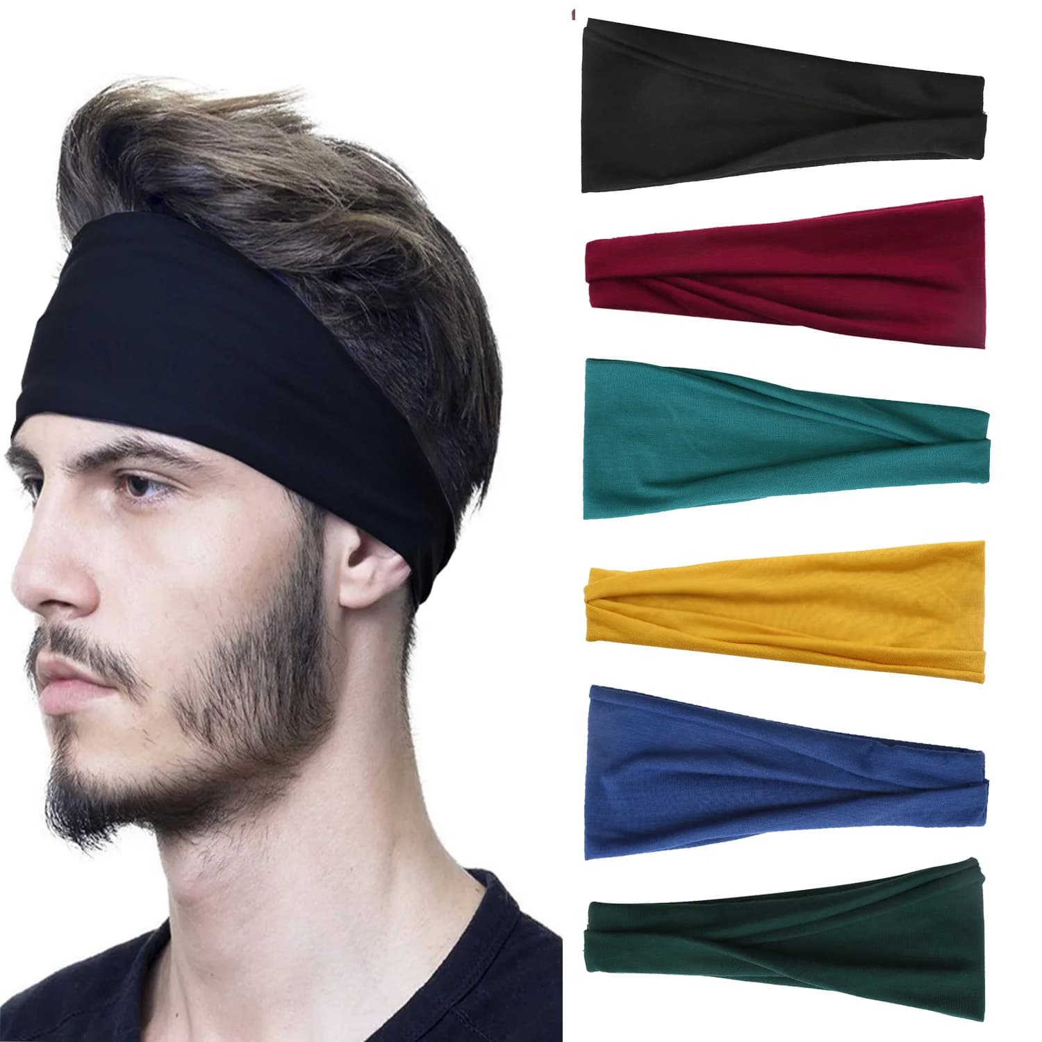 Fascia sportiva per uomo Donna Palestra Yoga Fascia per capelli per il sudore Fasce per capelli elastiche morbide Fasce per sport all'aria aperta elasticizzate Corsa Fitness
