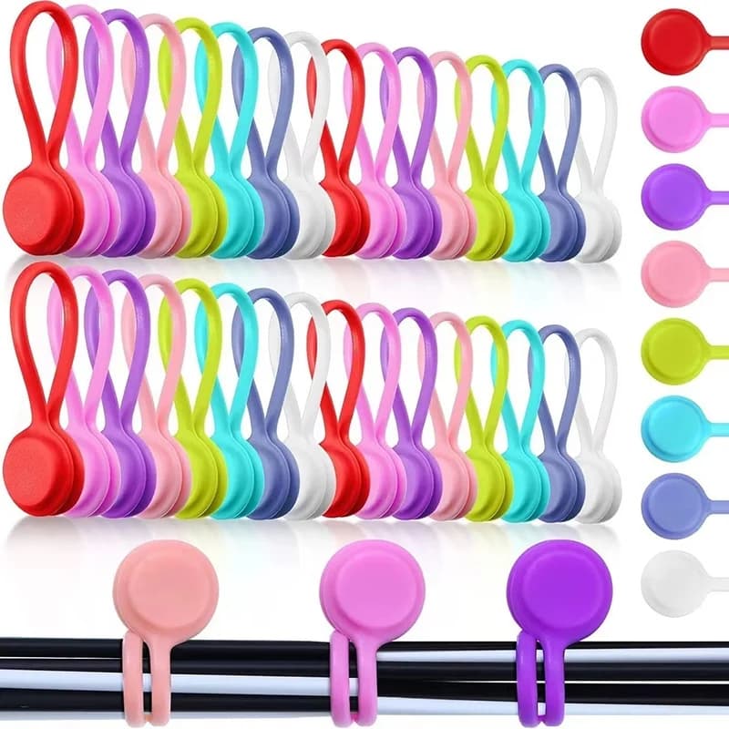 Fascette Magnetiche Riutilizzabili per Cavi, Organizzatore di Cavi in Silicone, Fascette Magnetiche per Legare Oggetti, Segnalibri, Magneti da Frigorifero