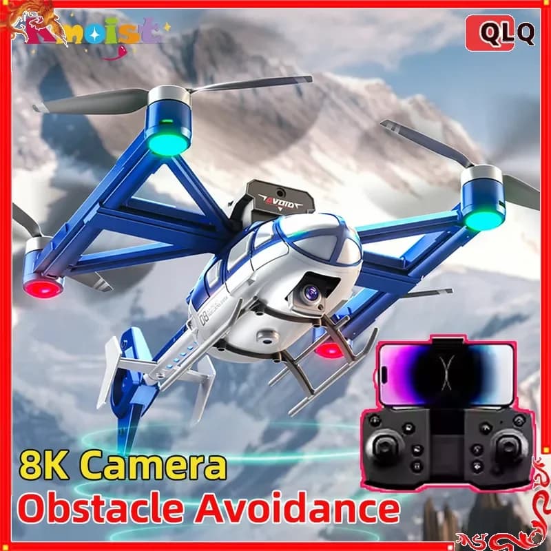 Drone RC Jjrc X38 con Telecamera 8K, Elicottero Telecomandato, Giocattolo Aereo con Evitamento Ostacoli, Doppia Telecamera, Elicotteri RC per Ragazzi