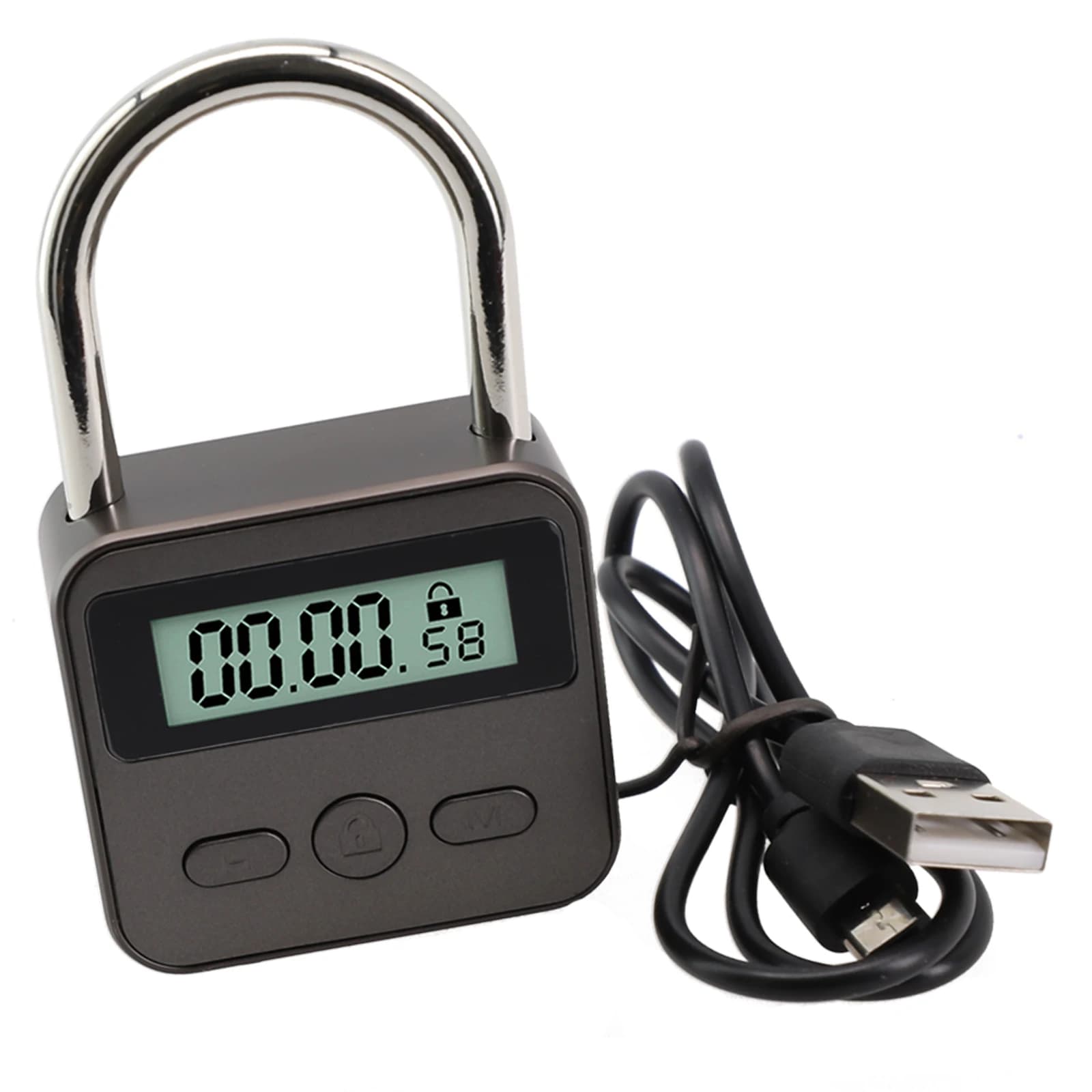 1 set di lucchetti temporizzati e uso manuale e cavo di ricarica USB Lucchetto timer temporaneo ricaricabile USB impermeabile Parti di blocco tempo intelligente