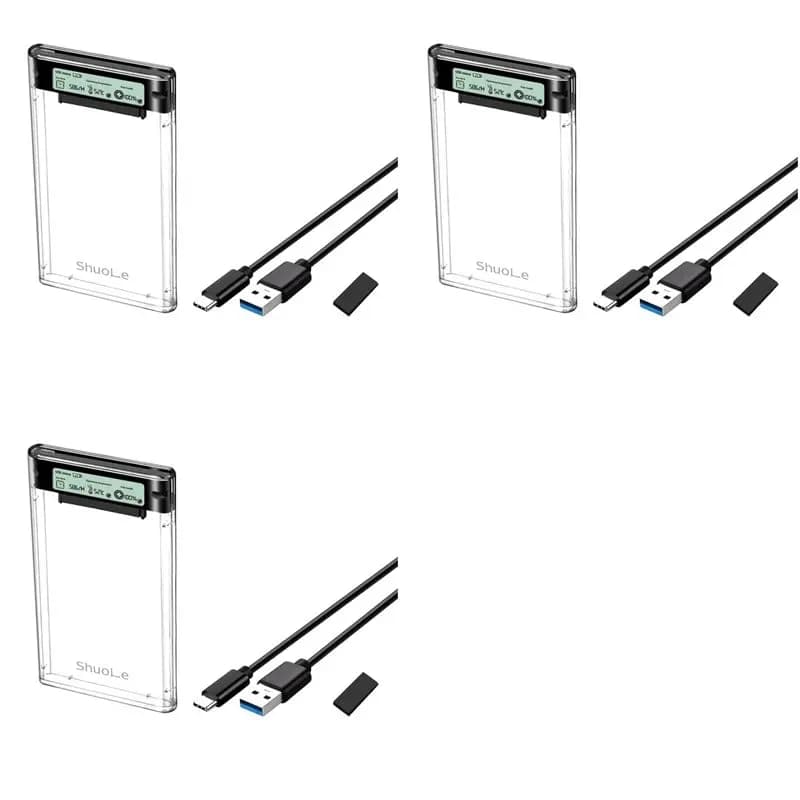 Y01A 3X Shuole USB3.2 External HDD Case 5Gbps 2.5 Inch Hard Disk Case Type-C SSD Enclosure SATA HDD SSD Storage Case