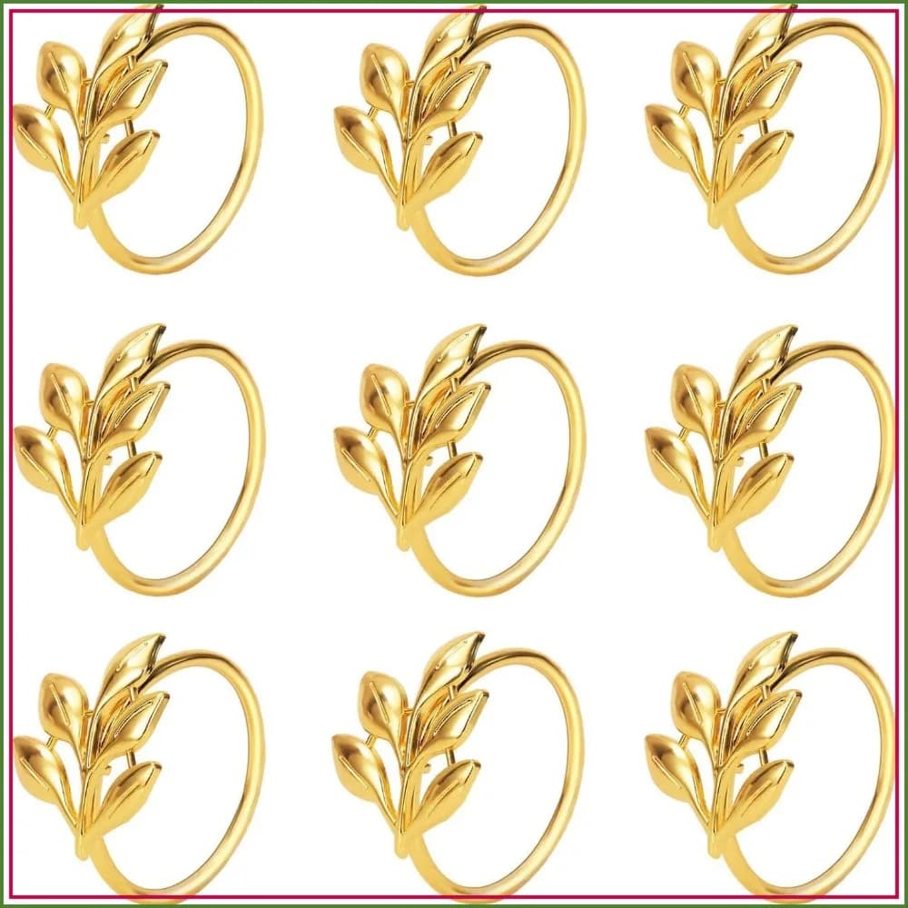 Set of 50 Gold Leaf Napkin Rings Metal Napkin Holder for Thanksgiving Christmas Dinner Table Parties