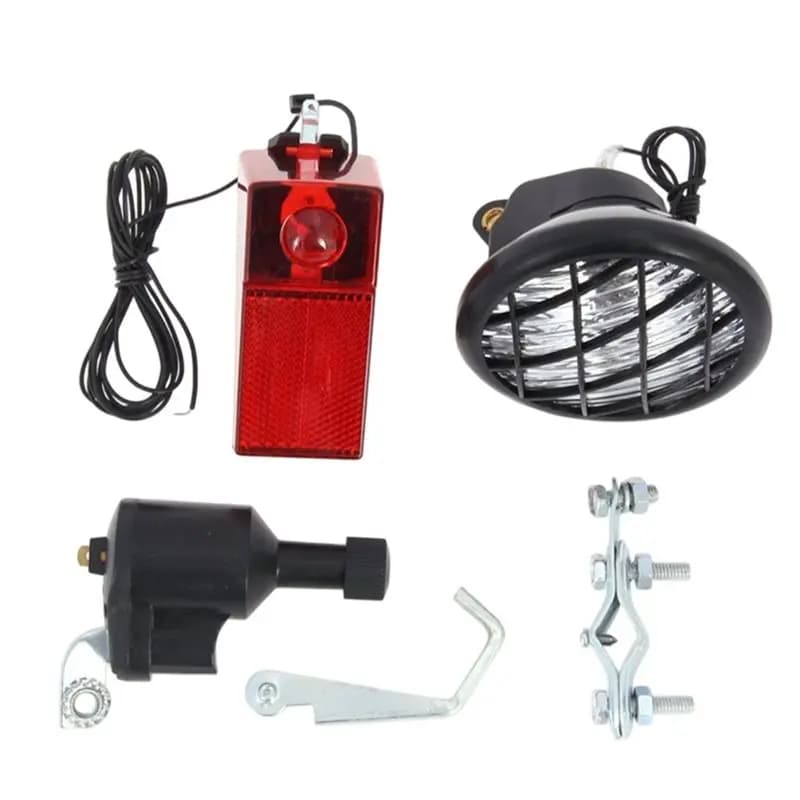 HOES-Bike Generator Friction Generator Dynamo Headlight Tail Light Kit For Motorized Bike Headlight Tail Light Kit