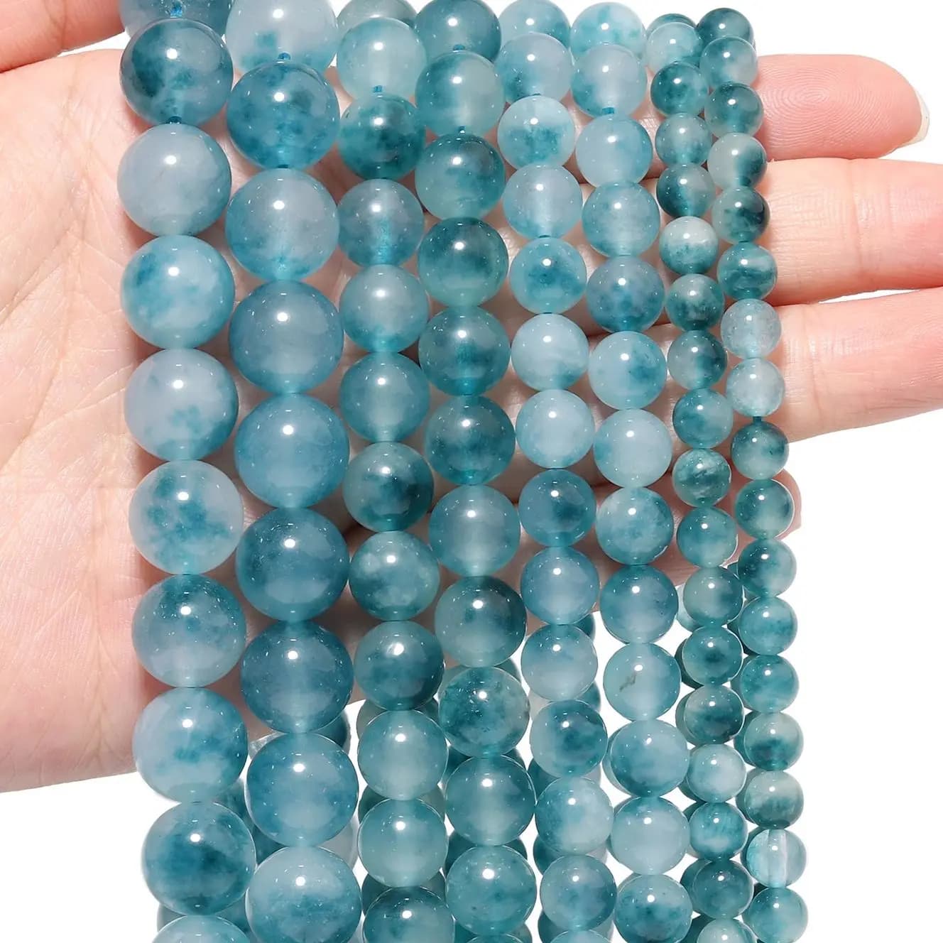 6/8/10/12mm Round Blue Jade Stone Beads Diy Bracelet Necklace Beading For Jewelry Making Handmade DIY Loose Spacer Accessories