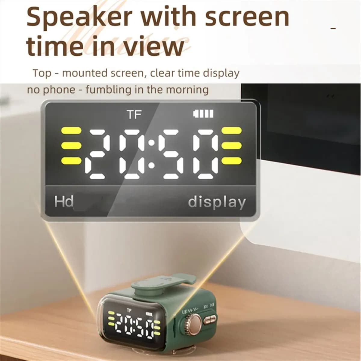 * A12R Mini clip posteriore magnetica Altoparlante Bluetooth Visualizzazione dell'ora Cassa musicale audio Hifi Luce notturna wireless MP3 Chiamata in vivavoce Verde