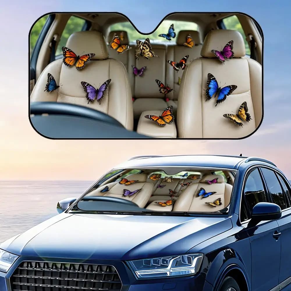 Parasole Auto Universale Pieghevole a Forma di Farfalla, Protezione UV e Isolamento Termico per Parabrezza