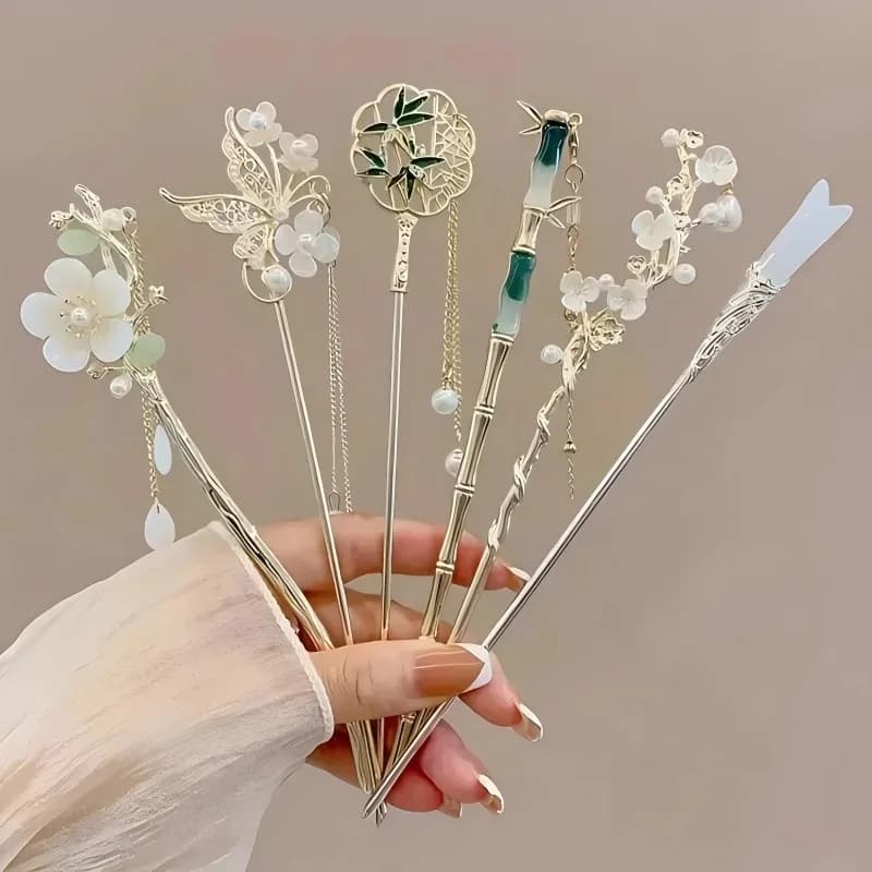 Elegante forcina per capelli in stile cinese con nappe, accessorio per acconciature dal design floreale tradizionale, gioiello da donna, spilla per capelli