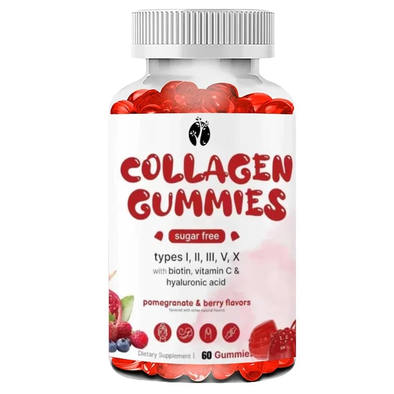 Capsule di collagene contenenti biotina, acido ialuronico e complessi di vitamina C di tipi I, II, III, V e X