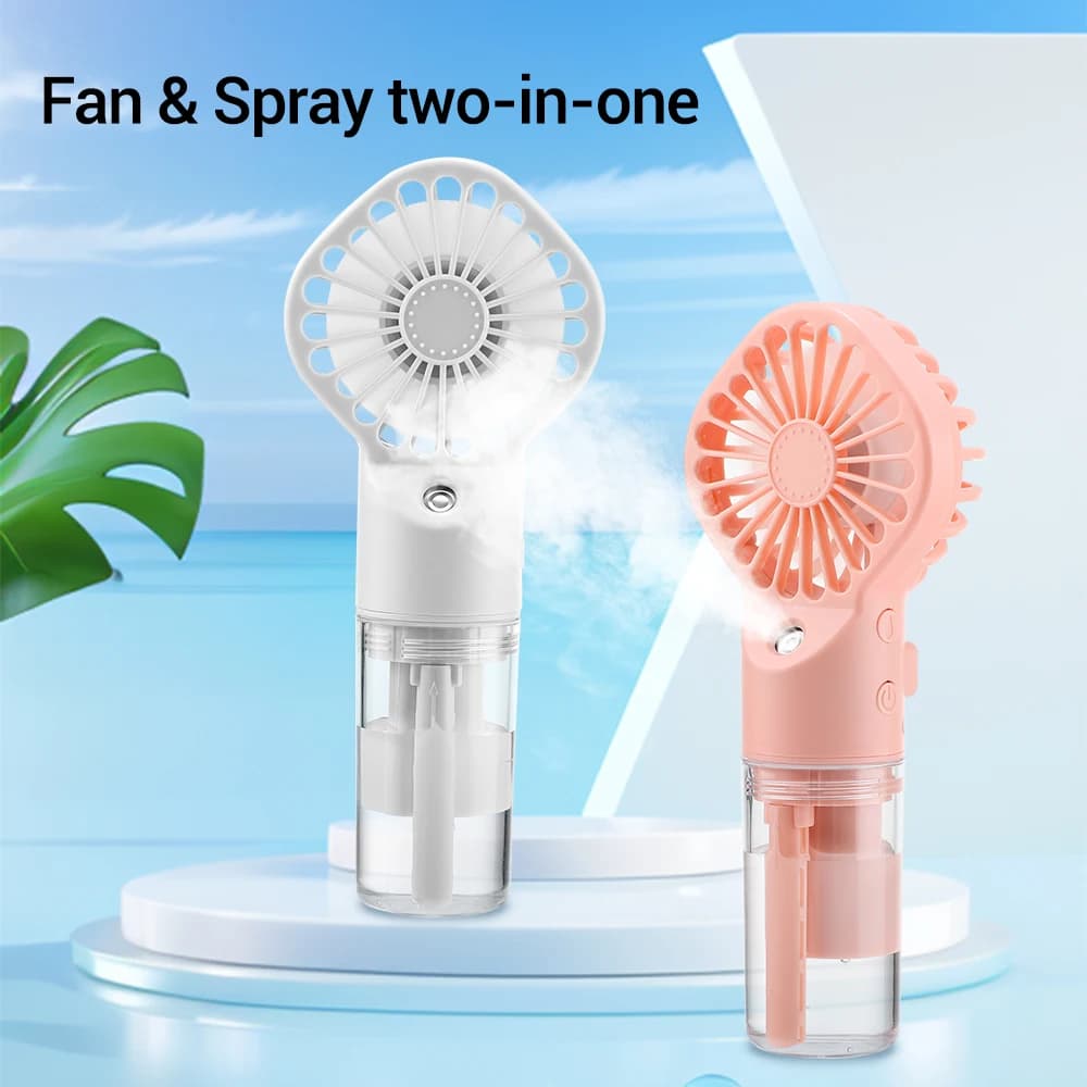 4 Speeds Powerful Wind Spray Fan Mini Handheld Humidifier Fan Portable Outdoor Small Fan USB Rechargeable Water Spray Mist Fan