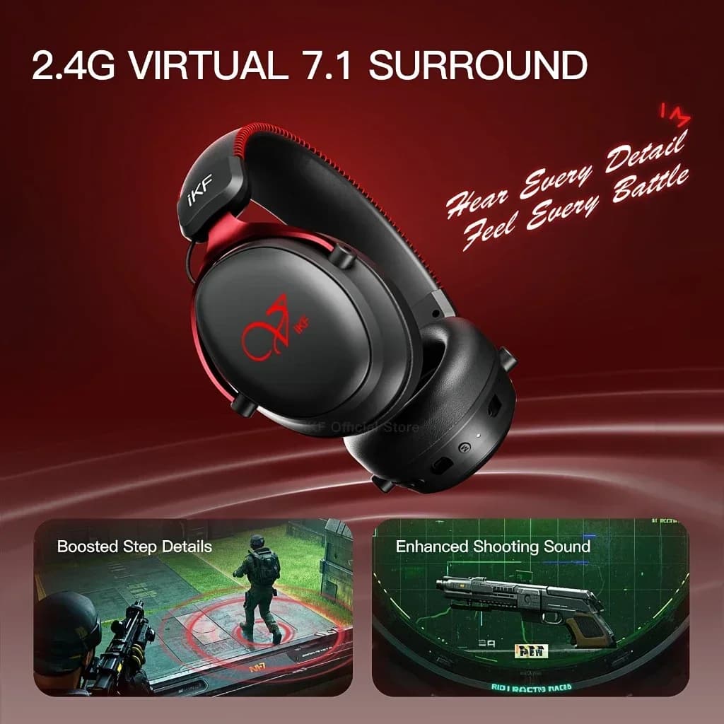 2.4G iKF V11 Pro Wireless Bluetooth Headphones Wired gaming heads 125 hours playback 3.5 mm for iOS/Android PC