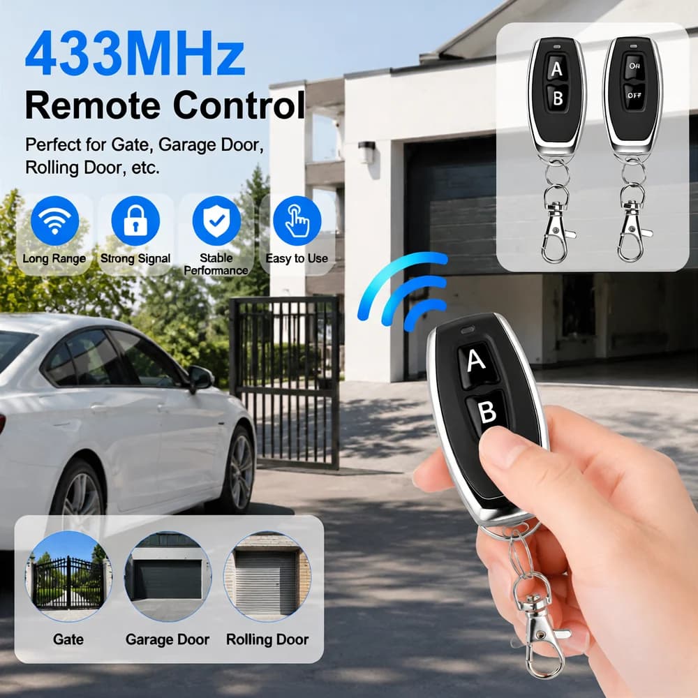 433MHz 2 Channel Wireless Remote Control Switch EV1527 RF Transmitter Controller For Smart Home Garage Electric Door Lamp