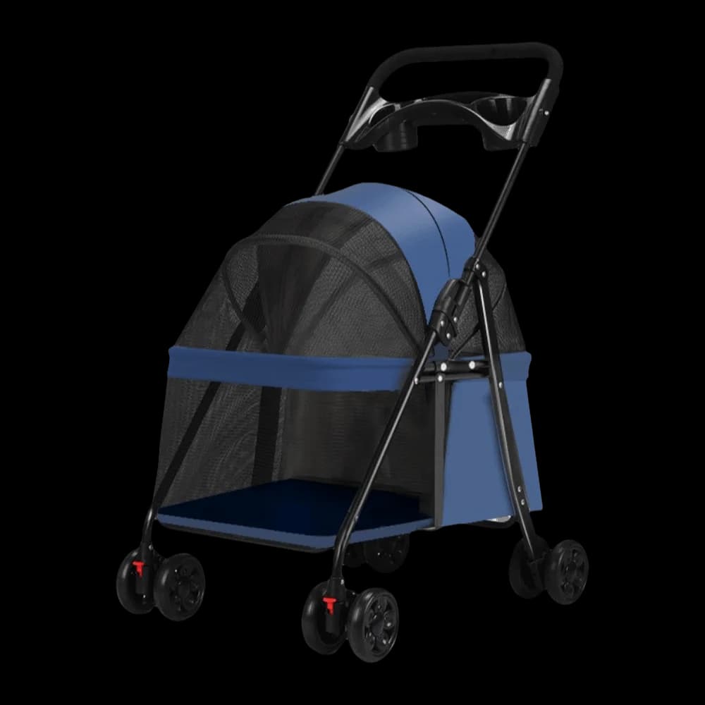 Dog Stroller Foldable Pet Stroller 4 Wheels Dog & Cat Pet Trolley Carrier Steel Frame Compact Pet Push Cart City Walks