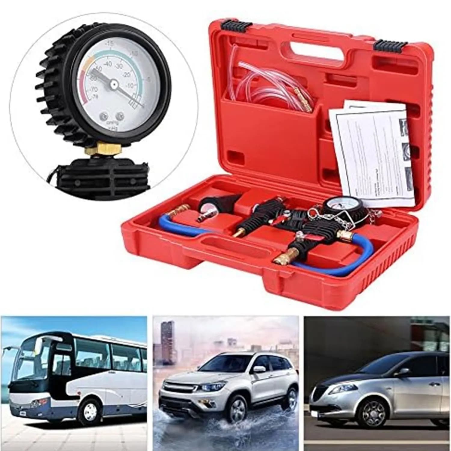 Kit di strumenti di ricarica del liquido di raffreddamento del cambio antigelo dell'acqua di spurgo del vuoto del sistema del liquido di raffreddamento del radiatore dell'auto con adattatore
