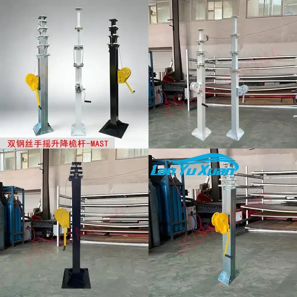 2026 Self Standing Telescopic Mast for SYD Load Capacity 60kg Dual Steel Wire Hand Crank Lifting Pole Multi Sectional Mast