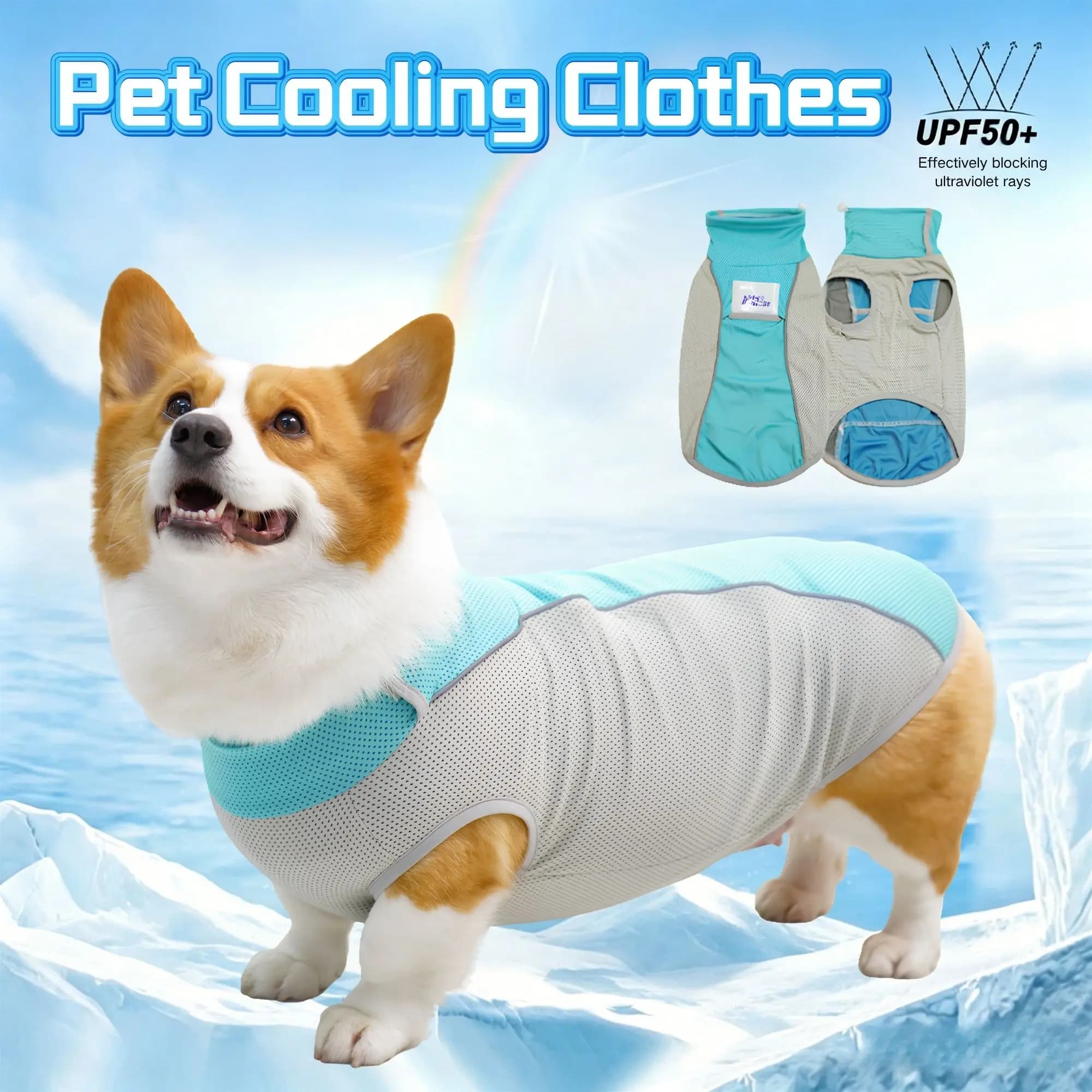 Summer Pet Dog Cooling Vest with Ice Pack Breathable Reflective Pet Clothes for Small Medium Dogs Sun Protection Pet Supplies