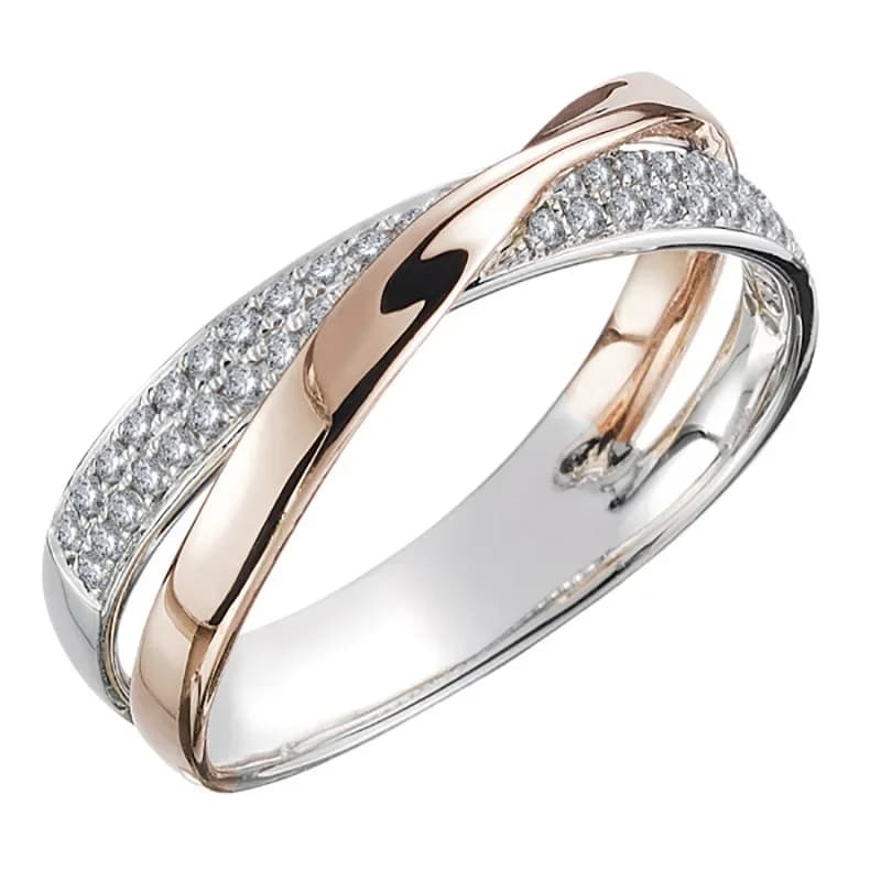 Classic Sterling 925 Sterling Silver Two-tone X-shaped cross rings for women Infinite wedding rings with dazzling zircons Anillos