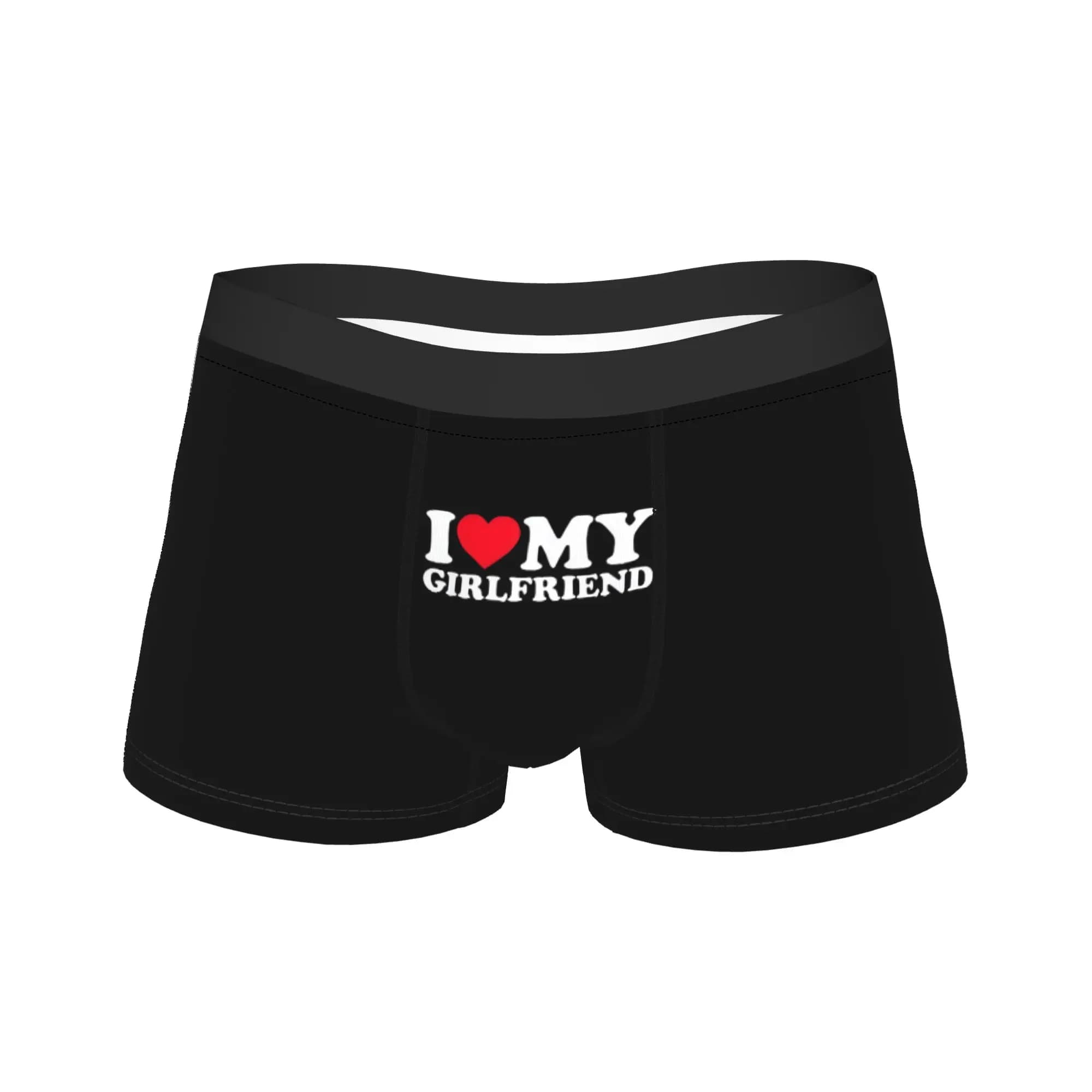 Boxer da uomo I Love My Girlfriend Pantaloncini Mutandine Intimo traspirante Umorismo maschile Mutande taglie forti