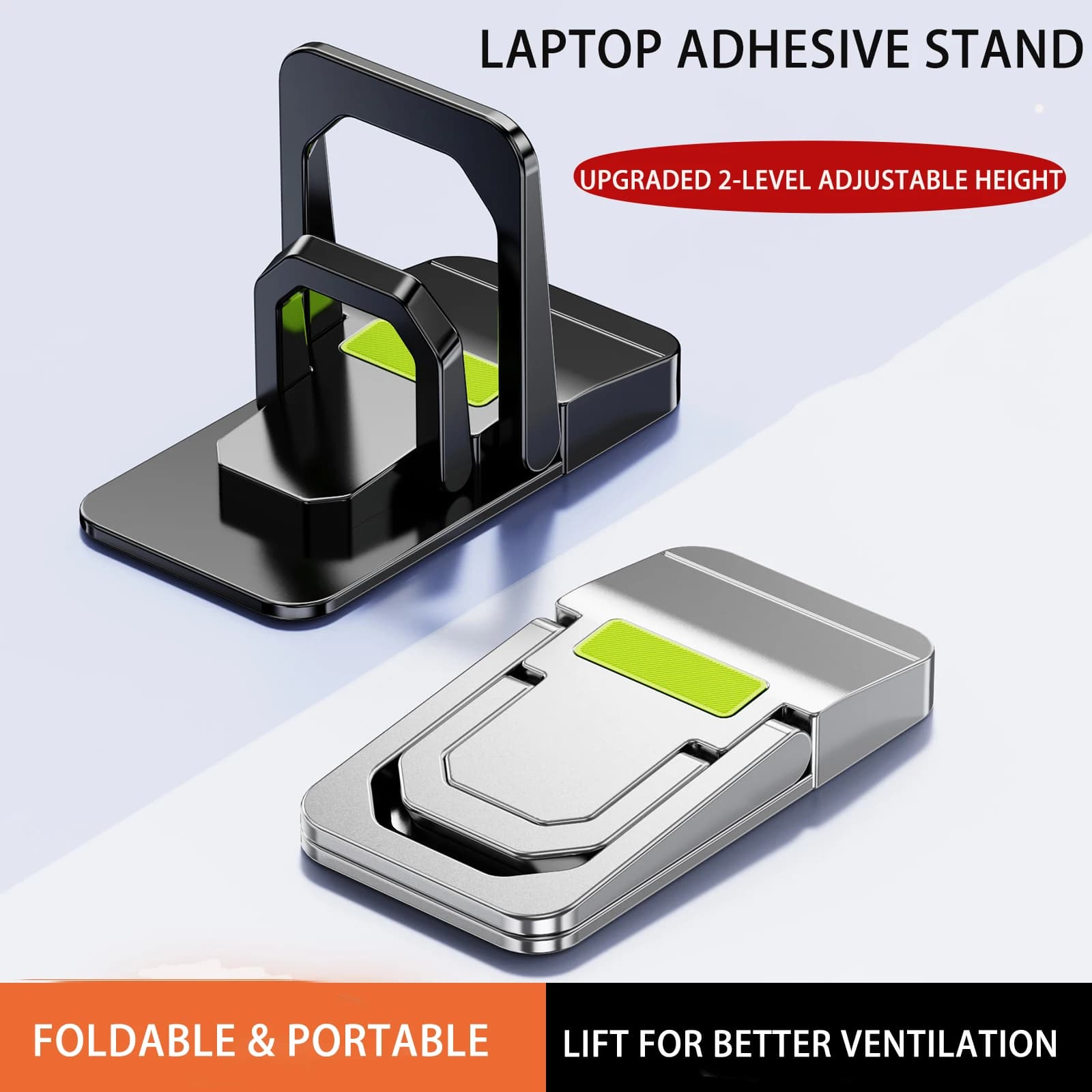Mini Invisible Laptop Stand Self Adhesive Foldable 2 Gear Height Adjustable Portable Notebook Cooling Support Laptop Feet for Al