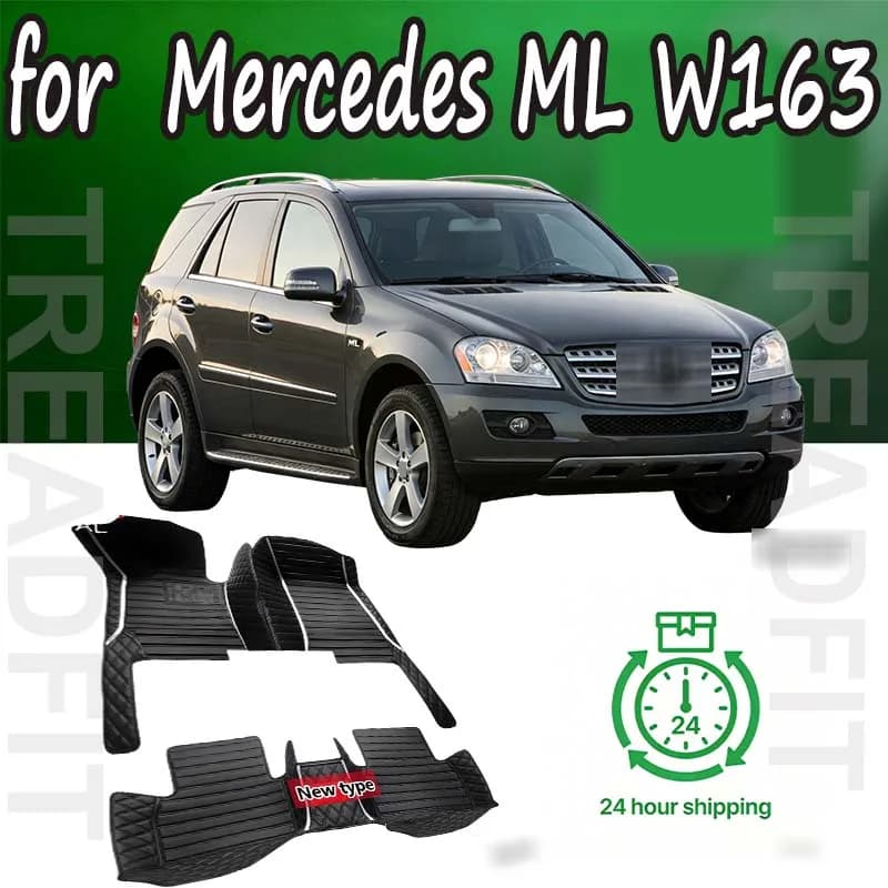 Luxury Car Mats for Mercedes ML W163 1998-2005, Leather Interior Accessories 100% Customized