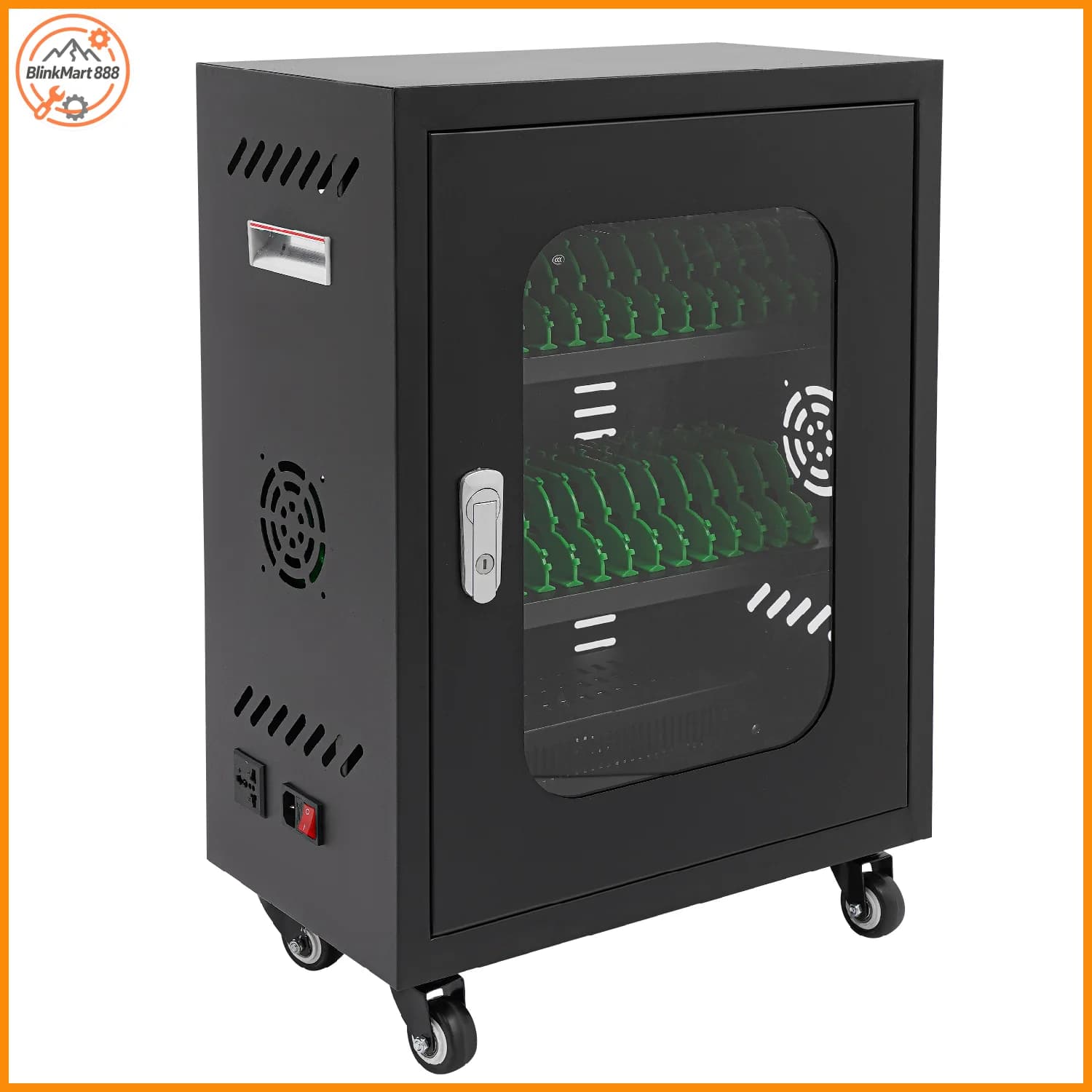 Armadietto Porta Cellulari a 30 Scomparti con Funzione di Ricarica, Mobiletto per Ricarica Smartphone Nero/Bianco con Chiusura a Chiave