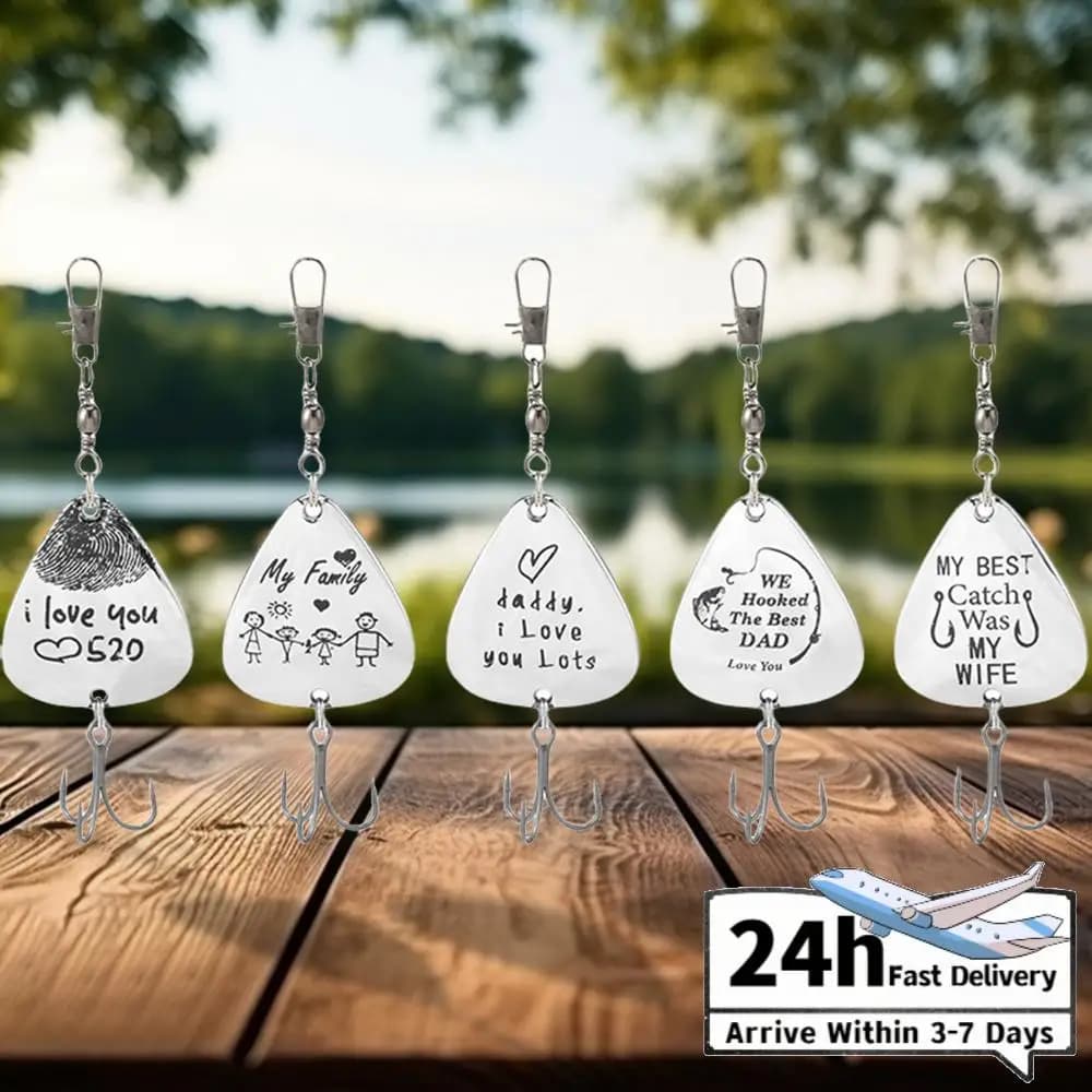 Set of 5 Artificial Metal Cubicle Shaped baits with Tool Box, Fishing Lovers Gift