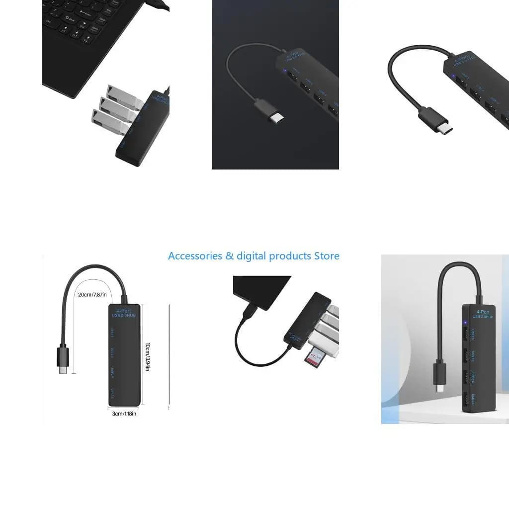 77JD Type C USB Hub Expands to 4 USB 2.0 Port for Desktop Laptop Smartphone Tablets
